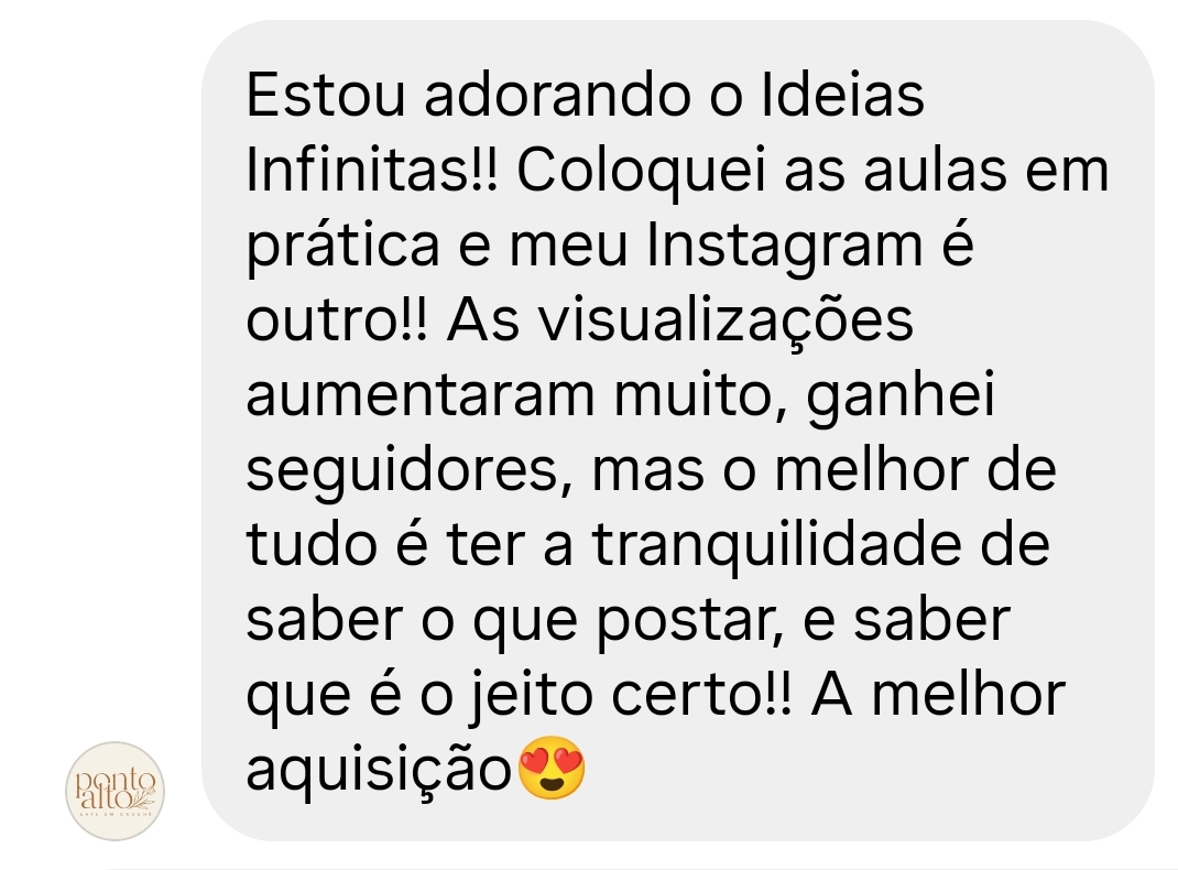 Mensagem da Ponto Alto sobre o Instagram