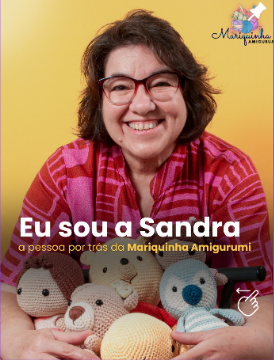 Post da Sandra se apresentando com os amigurumis